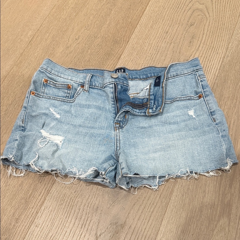 GAP Women's Distressed Light Blue Jean Shorts